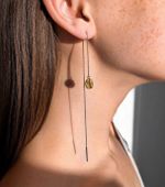 Серьги-протяжки с кофейным зерном, позолота