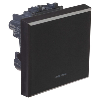 Переключатель одноклавишный модульный, "Avanti", "Черный матовый", 2 модуля