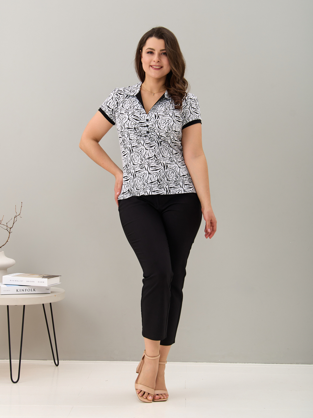 Блузка БЛ-115/белый-зебра