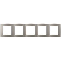 Рамка для розеток и выключателей ЭРА Серия 12 12-5005-16 на 5 постов, титан | ЭРА 12 Титан