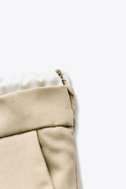 ZARA БРЮКИ WIDE LEG С ДВОЙНЫМ ПОЯСОМ, ПЕСОЧНЫЙ