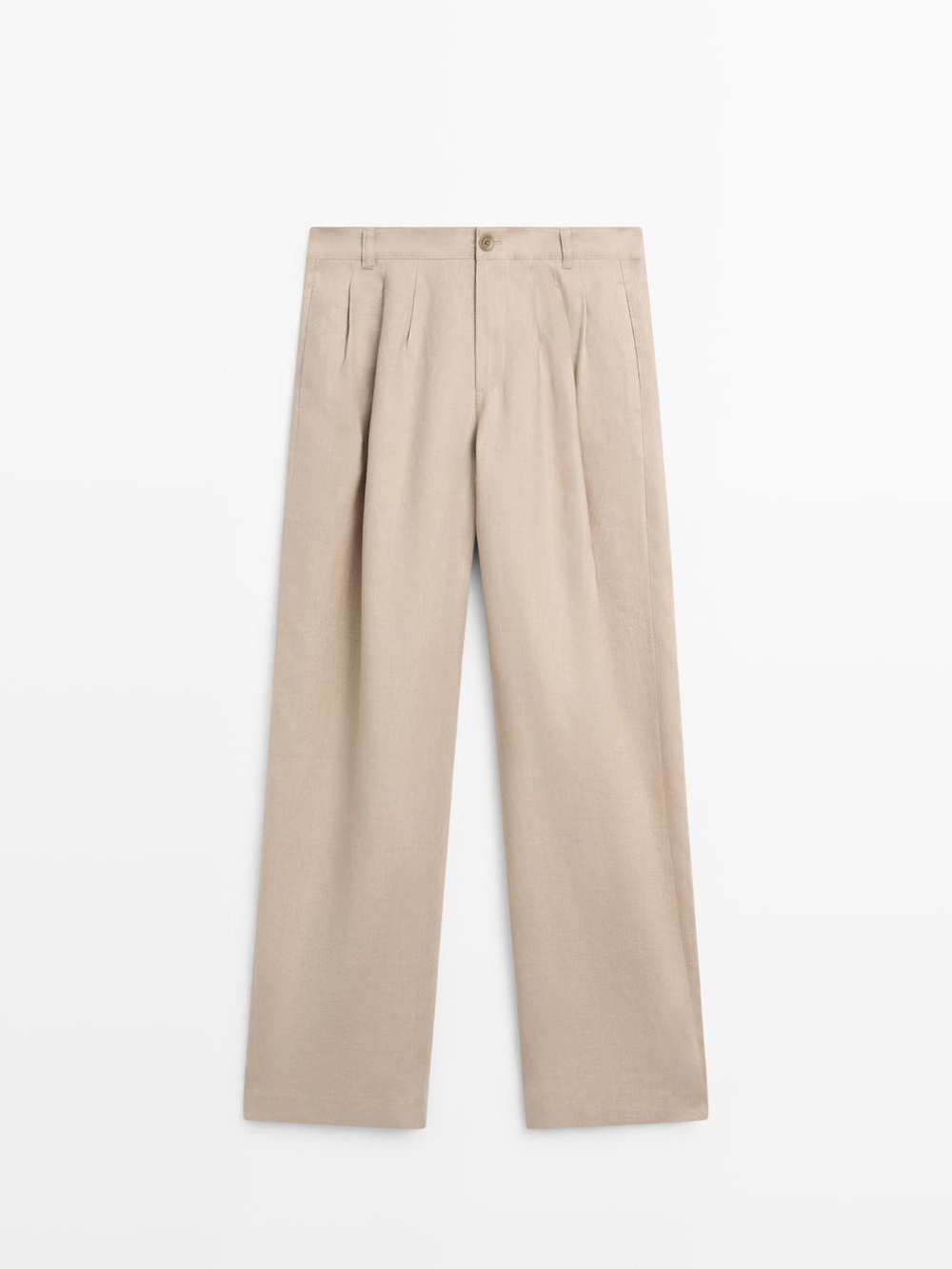 Massimo Dutti Широкие плиссированные льняные брюки, песочный