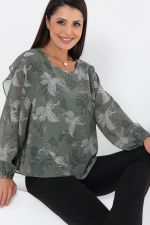 Блуза Красивая из шифона (олива) Diolche (Акция)