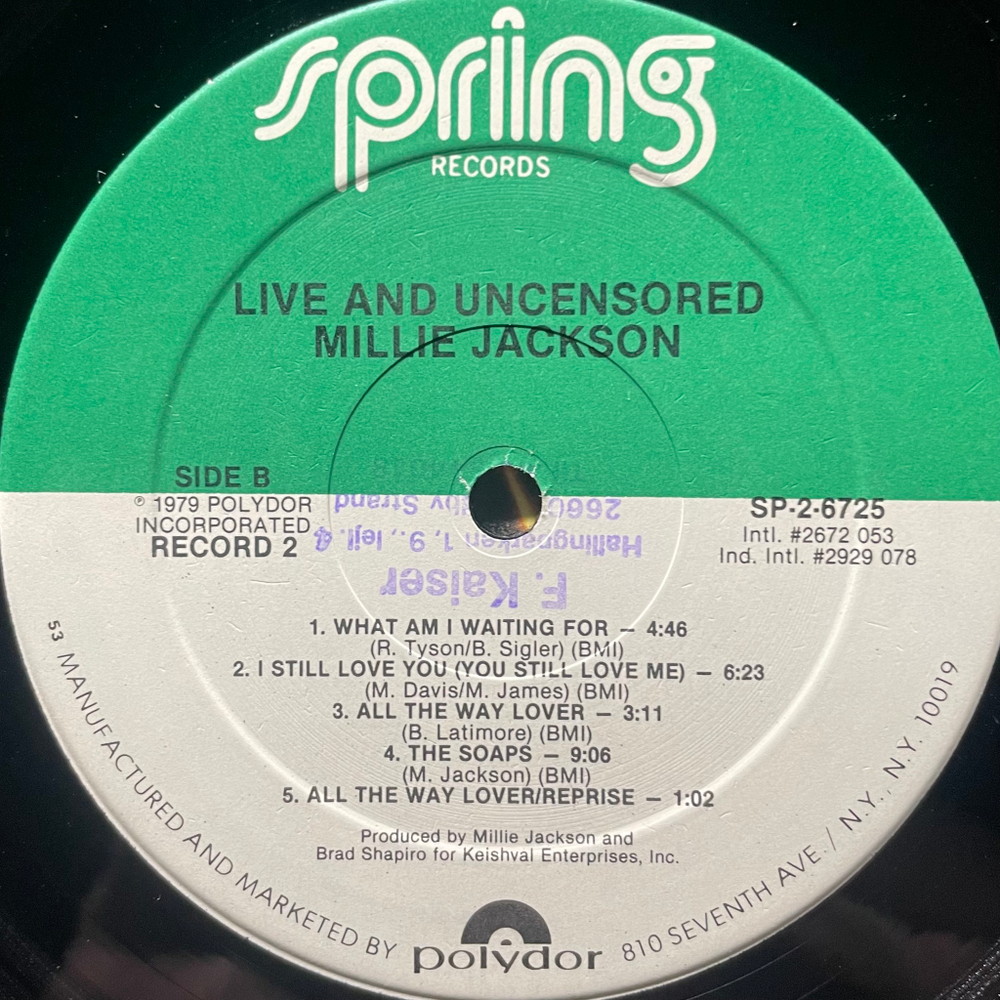 Millie Jackson ‎– Live And Uncensored 2LP (США 1979г.)