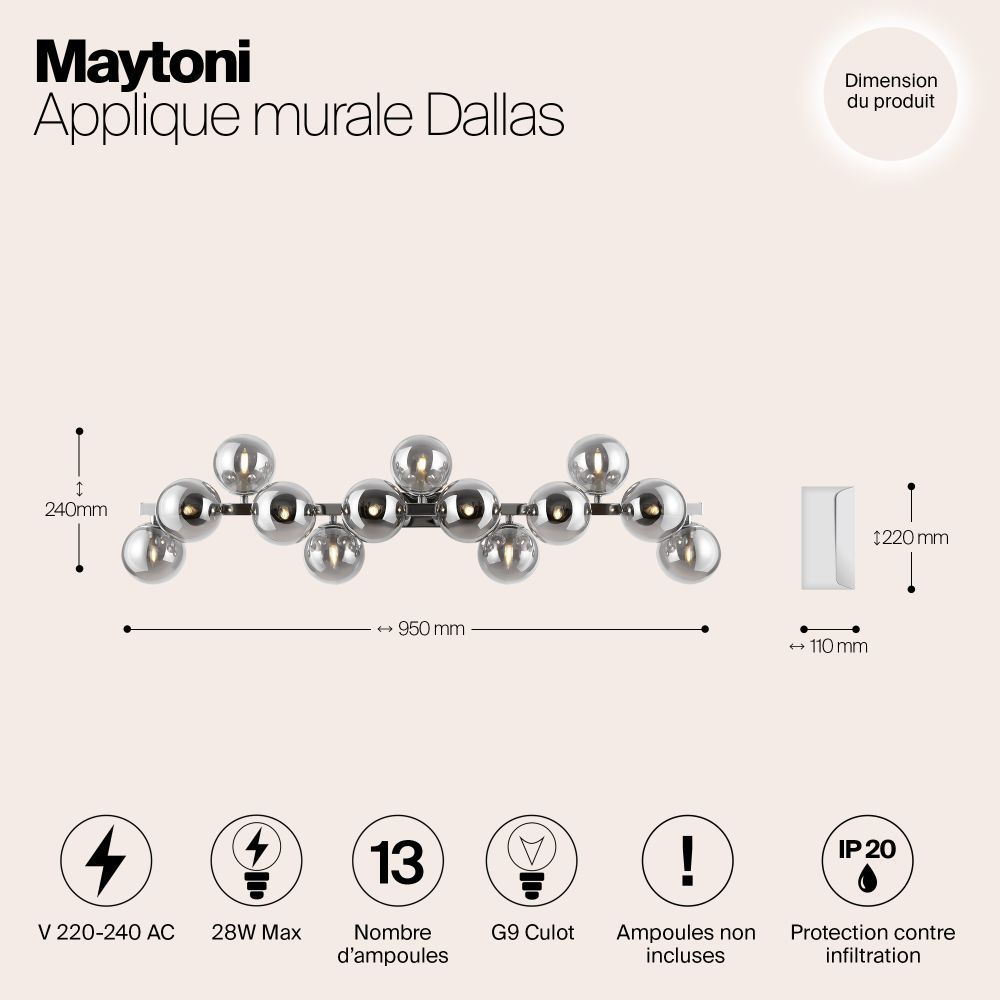 Настенный светильник (бра) Maytoni MOD547WL-13CH