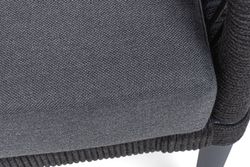 "Канны" лаунж-зона 4-местная (разборная) из роупа со столиком "Диего" цвета "серый гранит", роуп темно-серый круглый, ткань темно-серая