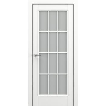 Межкомнатная дверь экошпон ZADOOR Classic S Неаполь белая стекло матовое английская решётка