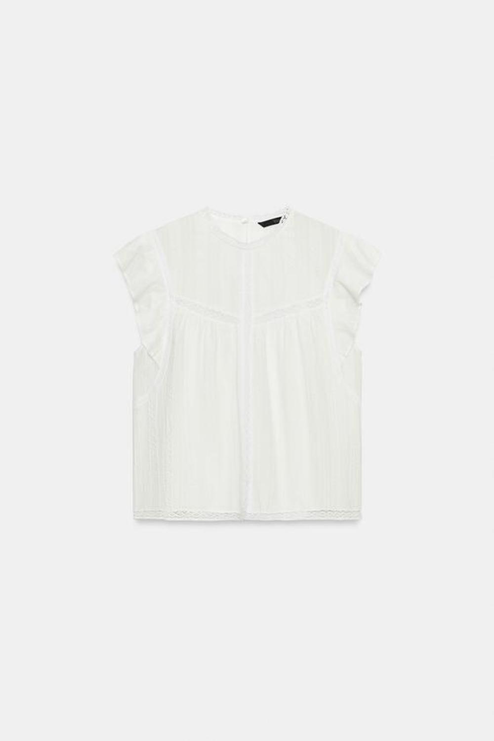 ZARA РОМАНТИЧНЫЙ ТОП С КРУЖЕВОМ, ЭКРЮ