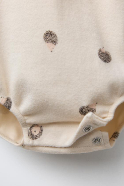 ZARA УТЕПЛЕННОЕ БОДИ «ЕЖИКИ», ЭКРЮ