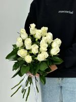 Букет из белой розы (60см) 15 шт под ленту