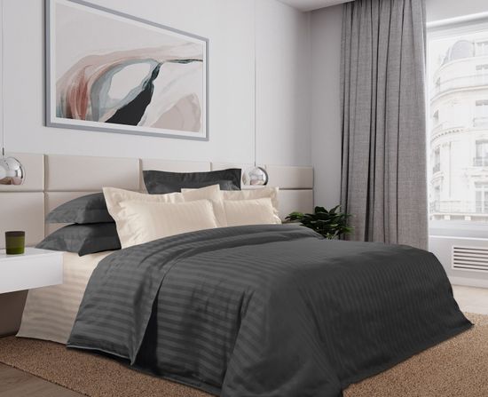 Евро комплект постельного белья Профитроли Страйп-сатин