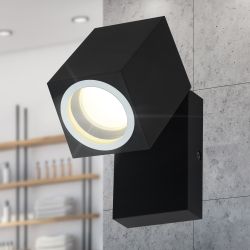 Светильник декоративный настенный ЭРА WL37 BK под лампу MR16 GU10 IP54 поворотный черный для интерьера и фасадов зданий | Настенная подсветка