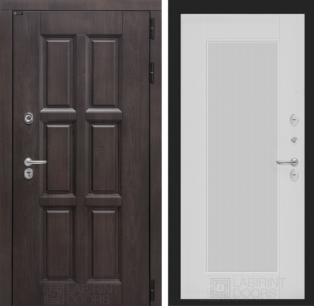 Дверь с терморазрывом Входная Лабиринт ЛОНДОН ТЕРМО 30 Белый софт рельеф