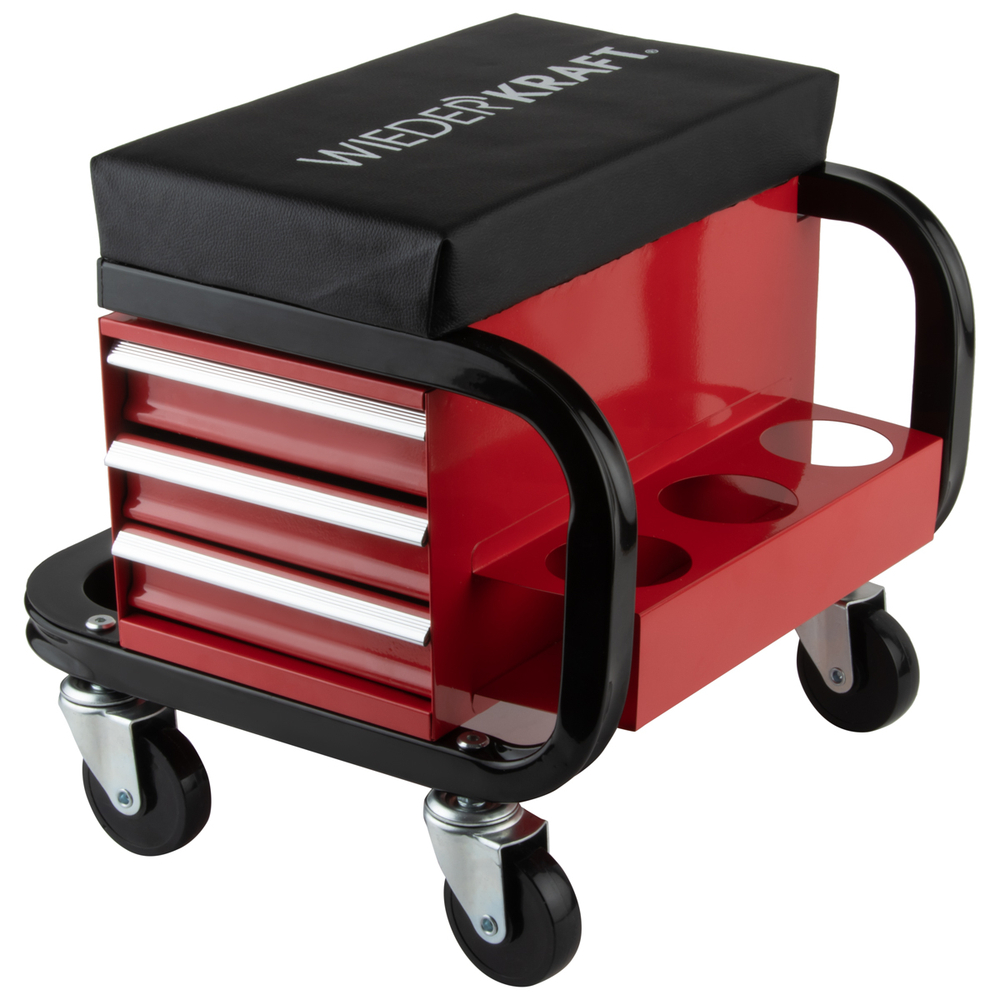 WDK-86032 Табурет механика с 3 инструментальными ящиками, г/п 110 кг