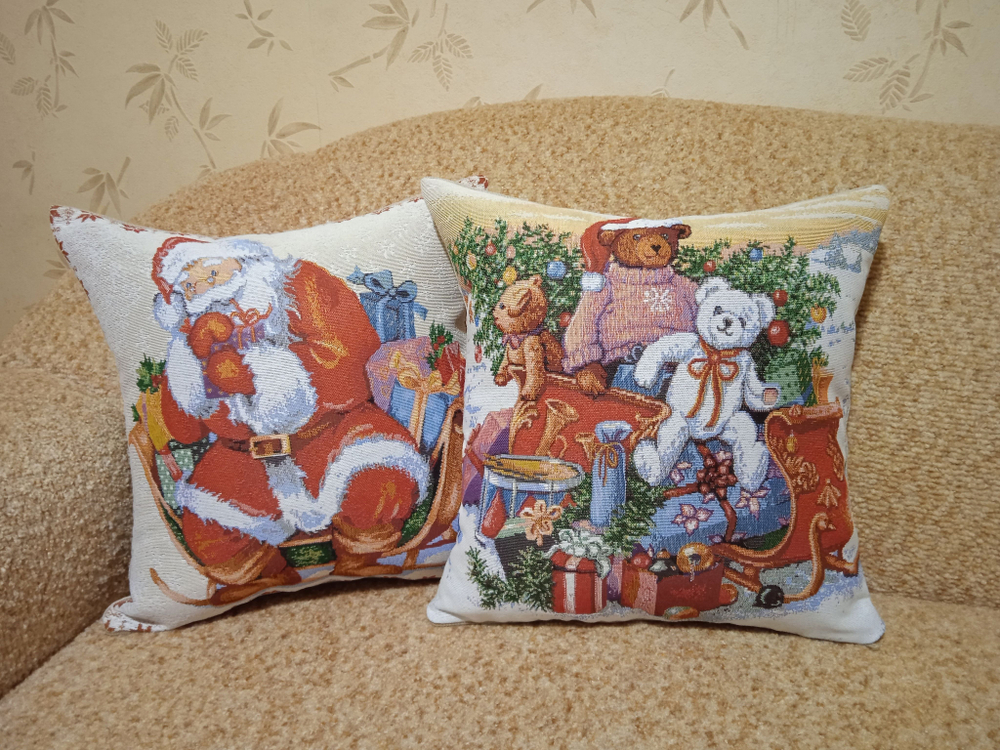 Декоративный гобеленовый чехол для интерьерной подушки Подарки 38*38