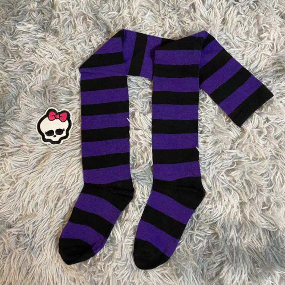 Чулки фиолетовые полосатые