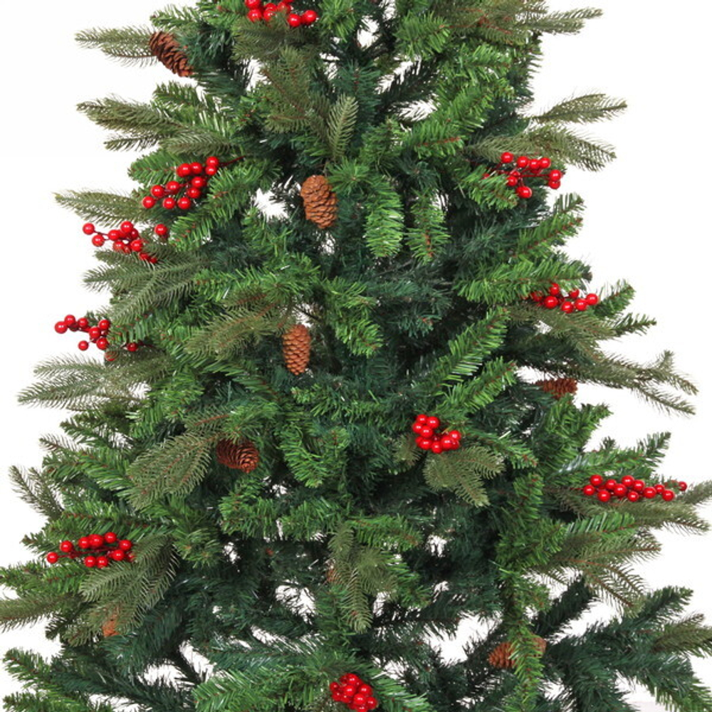 Ёлка «Сказочная Фея» 210 см, ПВХ+резина, шишки, ягоды (639 веток)