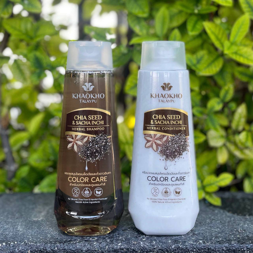Бессульфатный шампунь для окрашенных волос Семена Чиа и Сача Инчи Chia Seed & Sacha Inchi Herbal Shampoo Khaokho Talaypu