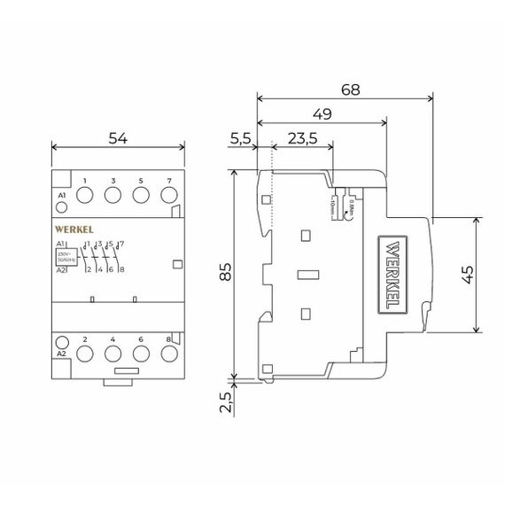 Контактор модульный 63 A 4NO (3 модуля) Werkel W943M63O 4690389212130