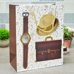 Пакет бумажный 26*32*13см с ручками, с тиснением "Мужской" микс 49