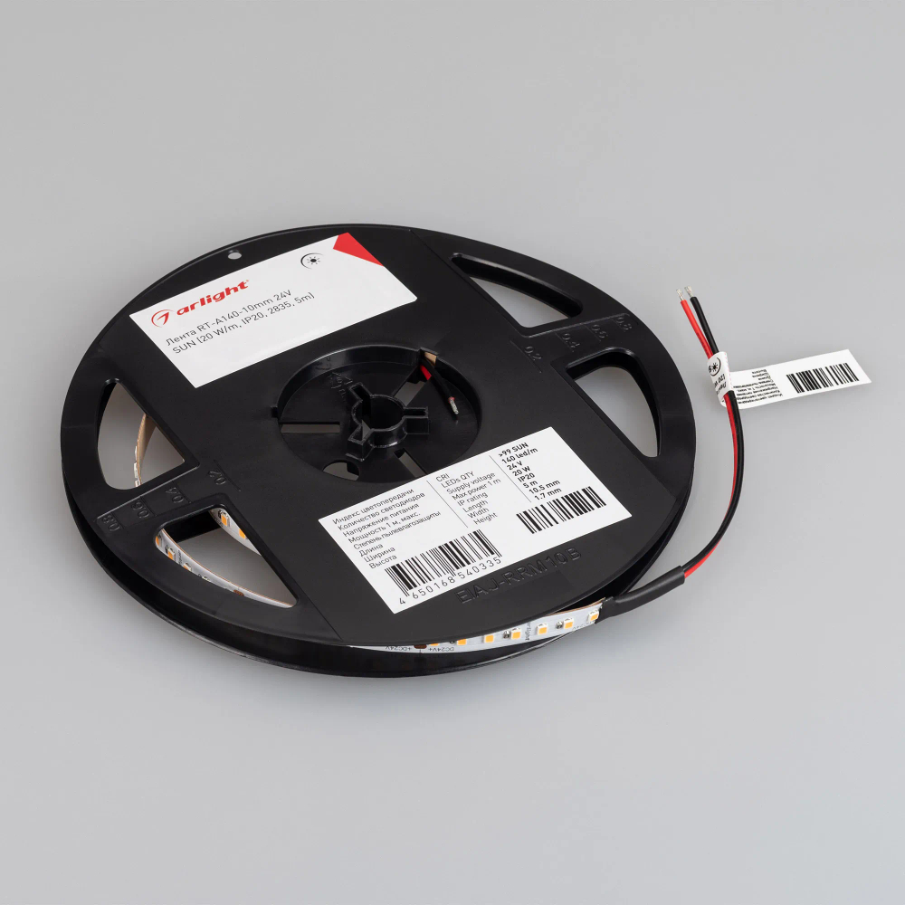 Светодиодная лента RT-A140-10mm 24V Day5000 SUN (20 W/m, IP20, 2835, 5m) (Arlight, -) 037878