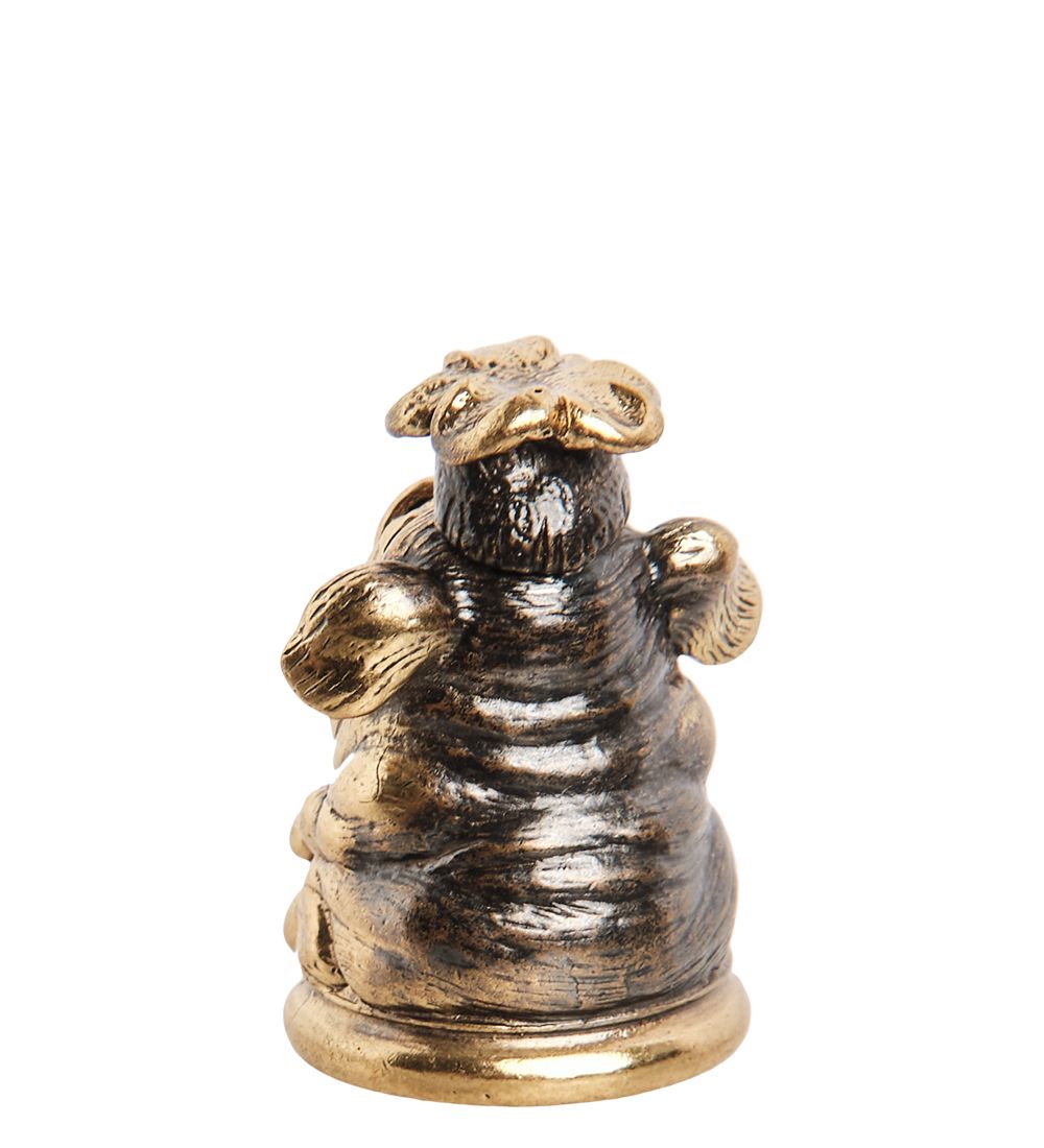 AM-1019 Колокольчик «Поросенок-поваренок» (латунь, янтарь)