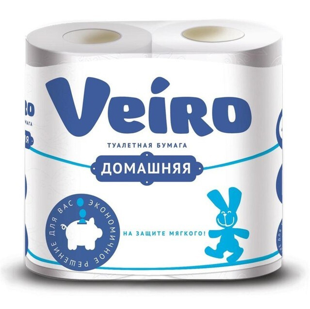 Veiro Туалетная бумага Домашняя 2-х слойная белая 4 шт *12 / 576