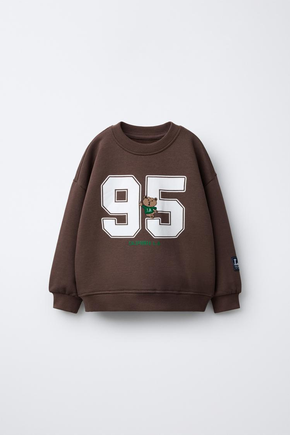 ZARA ТОЛСТОВКА С ВЫШИТОЙ ЦИФРОЙ И АНИМАЛИСТИЧЕСКИМ ПРИНТОМ, КОРИЧНЕВЫЙ