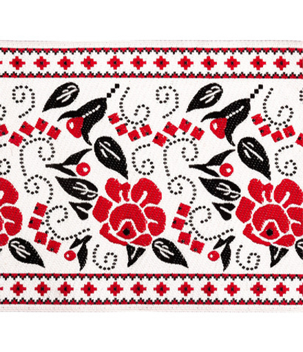 Лента жаккардовая, 100 мм  "Gamma", цв.красный/черный