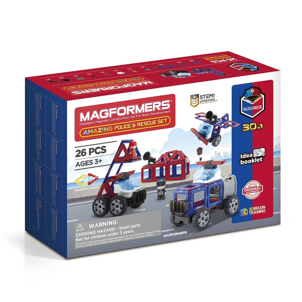 Магнитный конструктор MAGFORMERS Amazing Police & Rescue Set