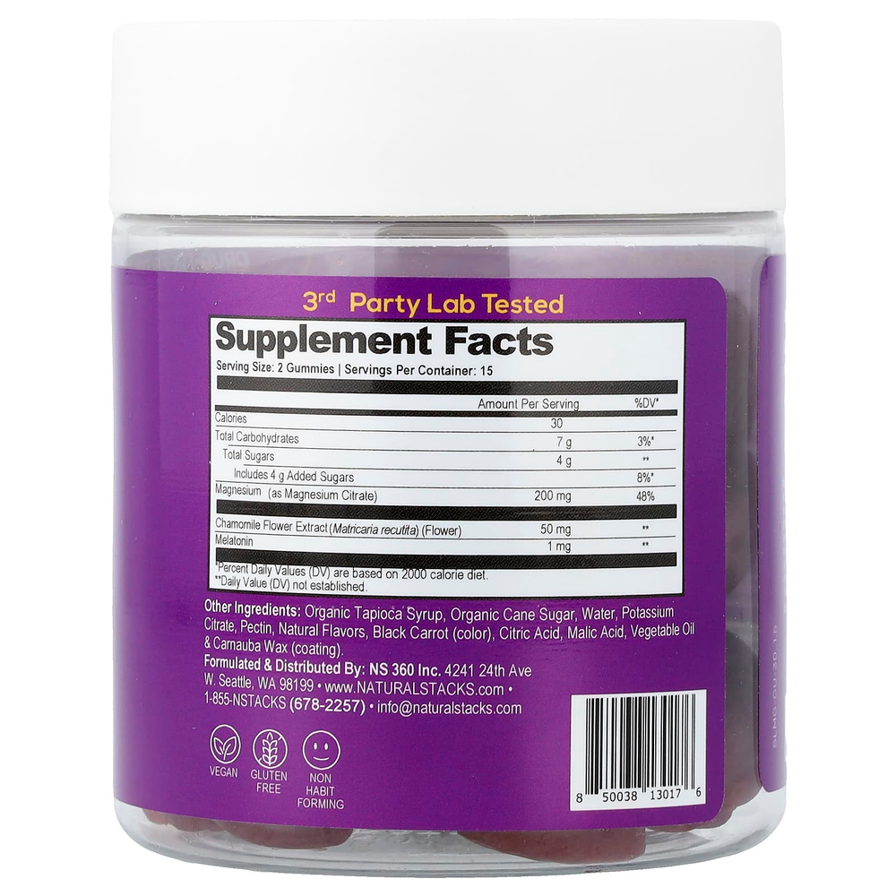 Natural Stacks, Магниевые жевательные мармеладки, для сна, ягодное ассорти, 30 веганских жевательных таблеток
