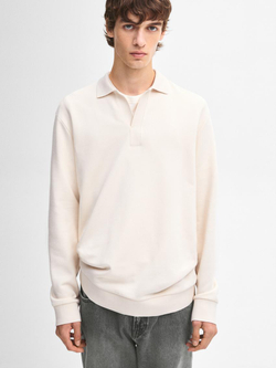 Massimo Dutti Свитер с воротником-поло, бежевый