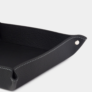 Лоток для мелочей из натуральной кожи теленка, черного цвета