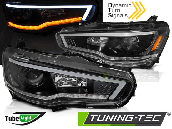 Передняя оптика MITSUBISHI LANCER Х 08-16 TUBE LIGHT SEQ BLACK