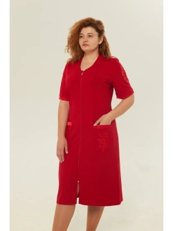 Халат трикотажный с гипюром домашний на молнии