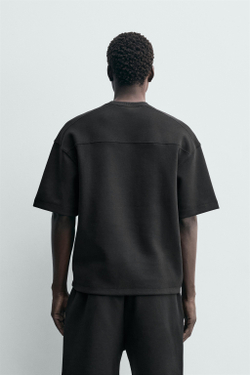 ZARA ТОЛСТОВКА RELAXED FIT ИЗ ИНТЕРЛОКА, ЧЕРНЫЙ