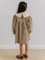 Платье с воротником в цветочек Бежевый