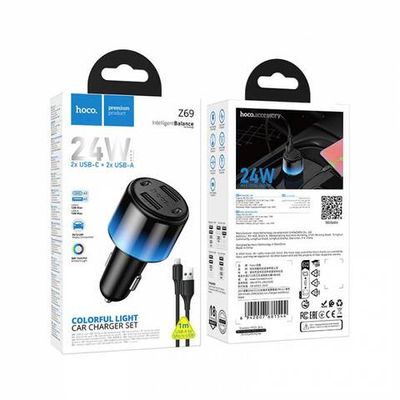 Автомобильное зарядное устройство для Micro Hoco Z69 24W(2C2A) (black)