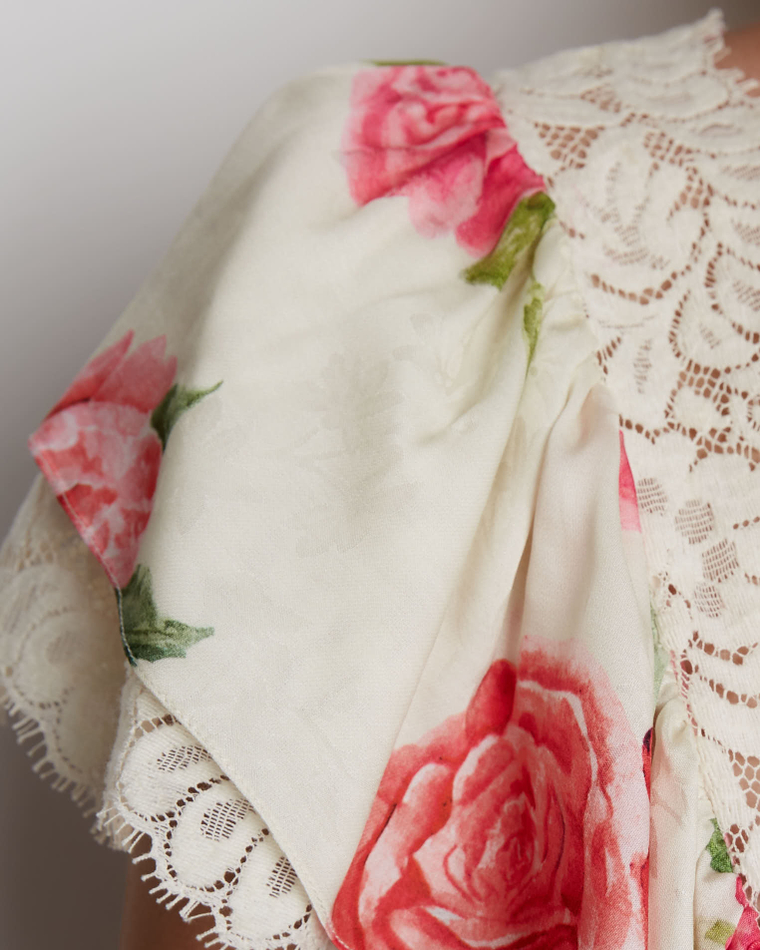 Платье мини из вискозы розы молочный