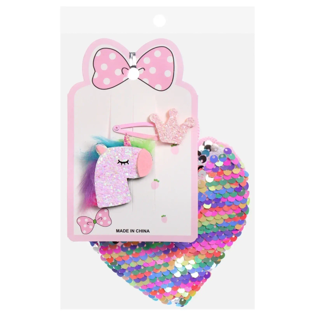 Набор аксессуаров для волос детский с сумочкой «РОЗОВОЕ ОБЛАКО» (2 зажима, сумочка), 11*22 см