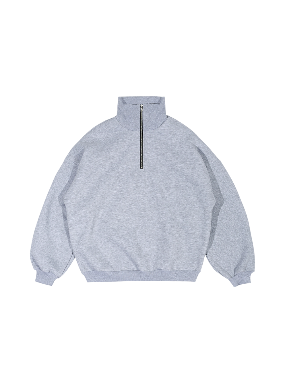 Свитшот с воротником на молнии с начесом (серый меланж)