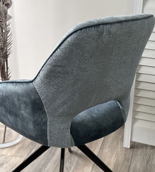 Стул BERRIES 360 град. Синий Loris-37, велюр/ темно-синий 7525-56, велюр/ черный каркас