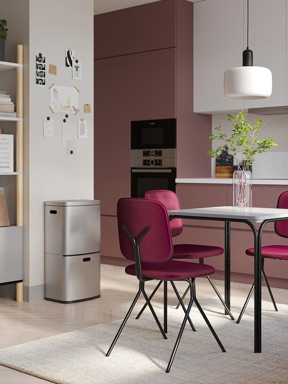 Стул Ror, Y, велюр, черный/пурпурный