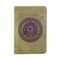 Обложка из нубука светло зеленого цвета с гравировкой всевидящее око на белом фоне.