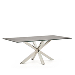 Arya Стол обеденный 200x100 нержавеющая сталь с керамической столешницей Iron Moss