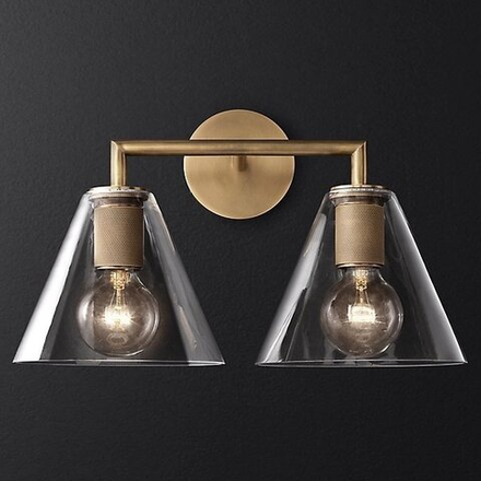 Бра Rh Utilitaire Funnel Shade Double Sconce Brass By Imperiumloft