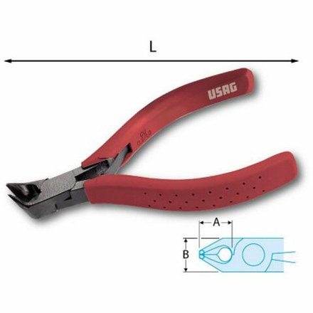 033/3 Кусачки с плоскими режущими кромками, изогнутыми под углом 70°, 110 мм, USAG (Италия)
