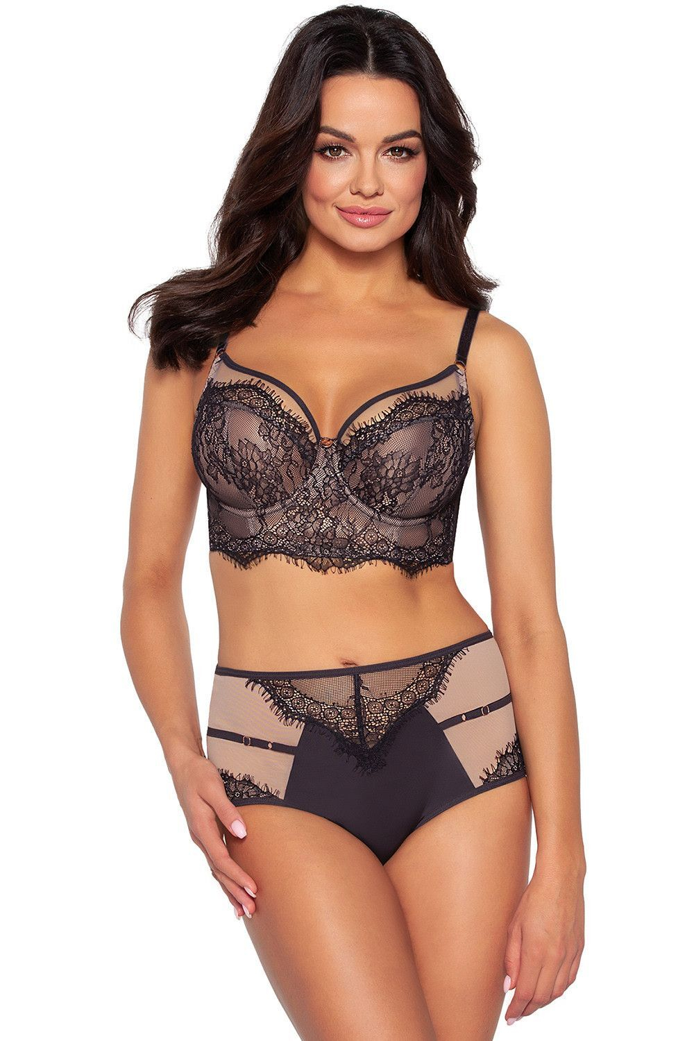 Бюстгальтер с широким поясом и мягкой кружевной чашкой Cold Espresso (Размер: 95E) (Цвет: коричневый)