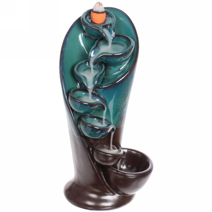 Подставка под стелющиеся благовония Водопад мудрости цвет коричневый, бирюзовый 9x9x20