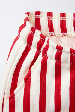 ZARA ШОРТЫ ИЗ МЯГКОГО ДЖЕРСИ В ПОЛОСКУ, КРАСНЫЙ